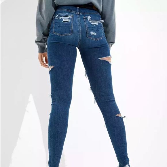 American Eagle Next Level Stretch Shredded Jegging Crop Jeans Size 6 - Picture 2 of 9